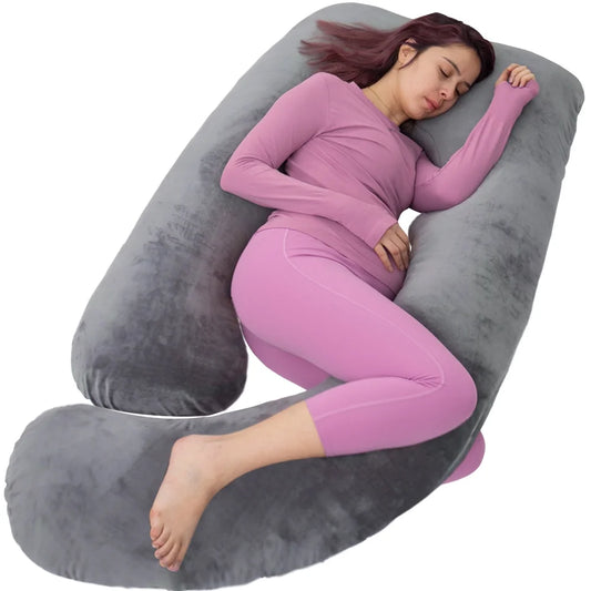 60Inch Pregnancy Pillows for Sleeping, Maternity Pillow with Velvet Cover (Gray)