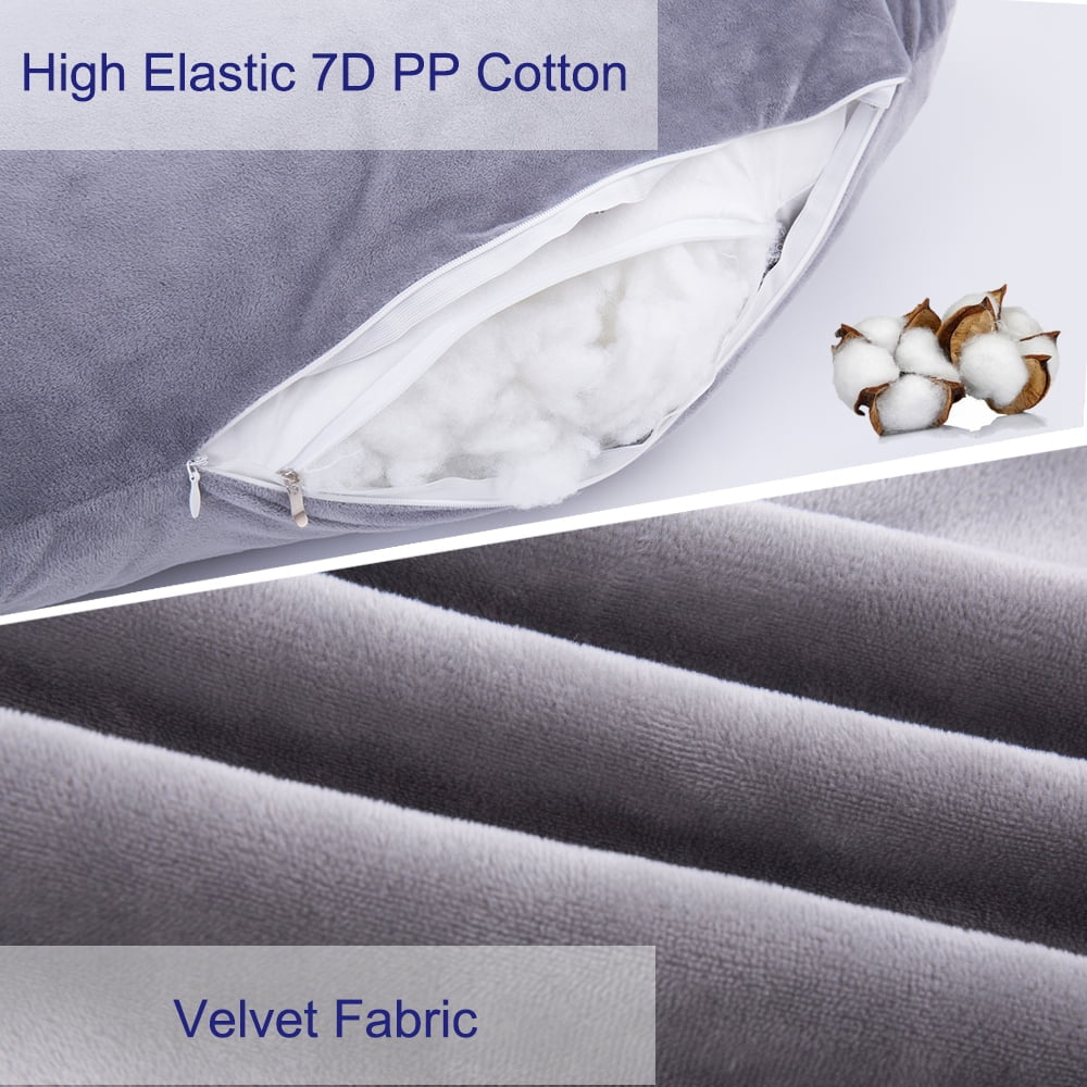 60Inch Pregnancy Pillows for Sleeping, Maternity Pillow with Velvet Cover (Gray)